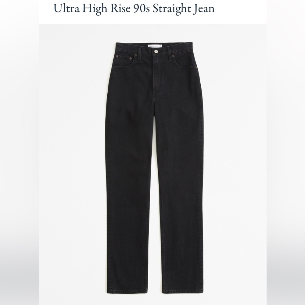 NWT Abercrombie Ultra High Rise 90s Straight Jean in Black 26 Long